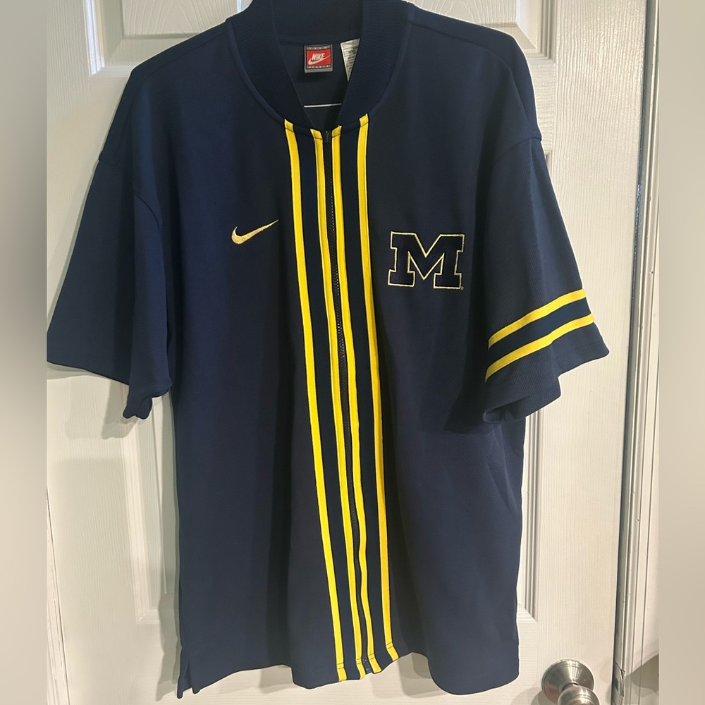 Nike University of Michigan Full Zip Knit Vintage Y2K Warm up Jacket Men’s Large - Picture 2 of 9